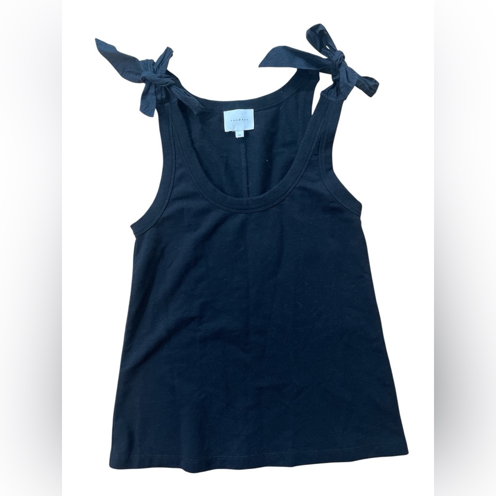 Sundays Black Shoulder Tie Tank Top